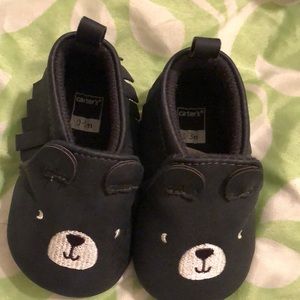 Navy blue carters bear moccasins